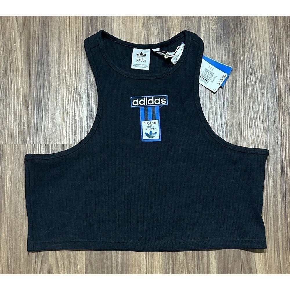 Adidas Originals Women's ADIBREAK CROPPED TANK TOP (IU2456) Size L Black New